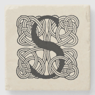 Dessous-de-verre En Pierre Monogramme Lettre S Impression Vintage Nœud Celtiq