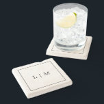 Dessous-de-verre En Pierre Monogramme minimaliste classique simple noir et bl<br><div class="desc">Dessous de verre en pierre simple avec un design moderne et élégant avec votre monogramme à deux lettres entouré d'une fine bordure en noir et blanc classique. Un ensemble de dessous de verre chic et design fait un grand cadeau mariage pour un couple minimaliste.</div>