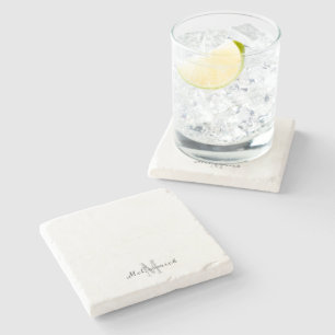 Dessous-de-verre En Pierre Monogramme moderne chic gris blanc