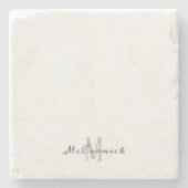 Dessous-de-verre En Pierre Monogramme moderne chic gris blanc (Devant)