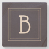 Dessous-de-verre En Pierre Monogramme Moderne Chic Initiale Bleu Foncé et Bla (Devant)