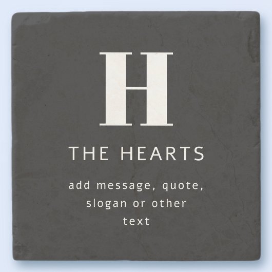 Dessous-de-verre En Pierre Monogramme moderne éditable Nom & Message | Noir