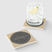 Dessous-de-verre En Pierre Monogramme Moderne Élégant Modifiable Noir Blanc O (Côté)