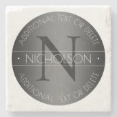 Dessous-de-verre En Pierre Monogramme Moderne Élégant Ombrage Noir & Blanc (Devant)