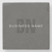 Dessous-de-verre En Pierre Monogramme moderne gris foncé modifiable Modèle de (Devant)