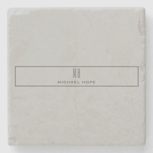 Dessous-de-verre En Pierre Monogramme moderne Initiales Professional Plain Si