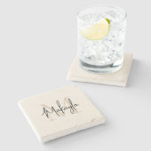 Dessous-de-verre En Pierre Monogramme Moderne Nom (Côté)