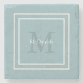 Dessous-de-verre En Pierre monogramme moderne simple bleu (Devant)
