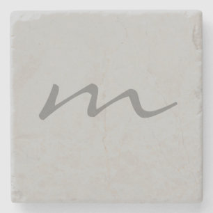 Dessous-de-verre En Pierre monogramme moderne tendance gris professionnel