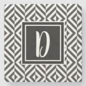 Dessous-de-verre En Pierre Monogramme Motif Diamant noir et blanc (Devant)