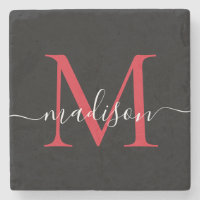 Monogramme noir rouge bordeaux Nom du script fémin