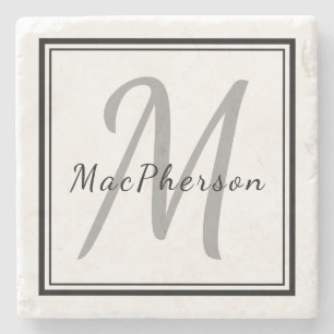 Dessous-de-verre En Pierre Monogramme Nom personnalisé Marbre
