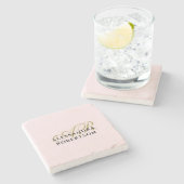 Dessous-de-verre En Pierre Monogramme personnalisé Pastel rose or noir minima (Côté)