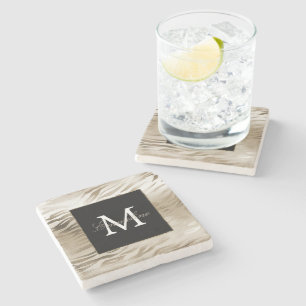 Dessous-de-verre En Pierre Monogramme Poster de animal Gold Zebra