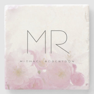 Dessous-de-verre En Pierre Monogramme professionnel personnalisé minimum flor
