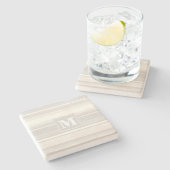 Dessous-de-verre En Pierre Monogramme rayures beiges (Côté)