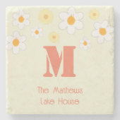 Dessous-de-verre En Pierre Monogramme Retro Daisy (Devant)