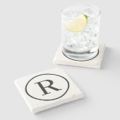 Dessous-de-verre En Pierre Monogramme RF Classic Serif (Côté)