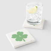 Dessous-de-verre En Pierre Monogramme Shamrock peinture verte irlandaise (Côté)