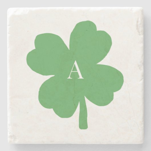 Dessous-de-verre En Pierre Monogramme Shamrock peinture verte irlandaise (Devant)