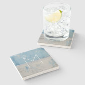 Dessous-de-verre En Pierre Monogramme | Silver Aura (Côté)