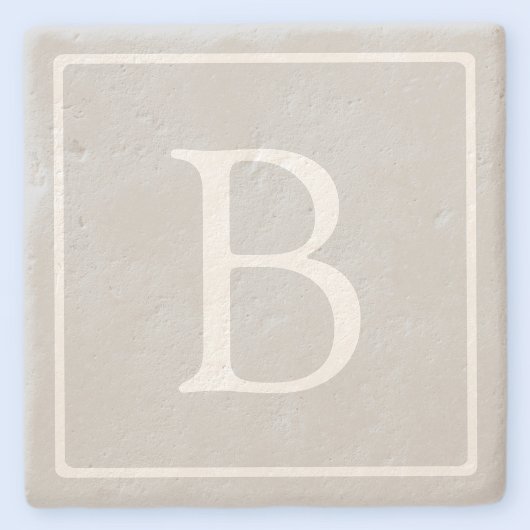 Dessous-de-verre En Pierre Monogramme simple gris clair