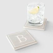 Dessous-de-verre En Pierre Monogramme simple gris clair (Côté)