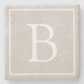 Dessous-de-verre En Pierre Monogramme simple gris clair (Devant)