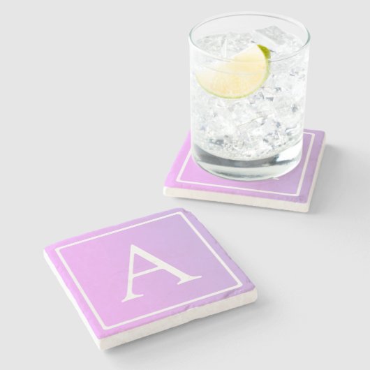 Dessous-de-verre En Pierre Monogramme simple | Ombre subtil rose/violet (Côté)