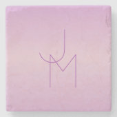 Dessous-de-verre En Pierre Monogramme superposé unique | Rose lavande doux (Devant)