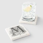 Dessous-de-verre En Pierre Monogramme vintage 'M' (Côté)