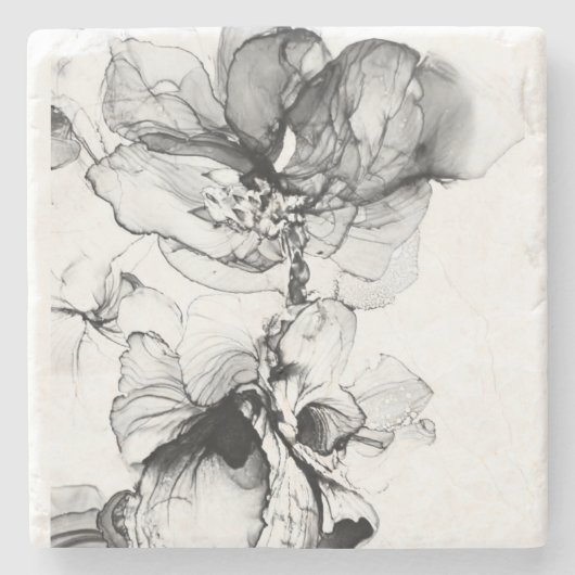 Dessous-de-verre En Pierre Monokrom blomma (Devant)