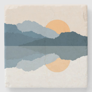 Dessous-de-verre En Pierre Montagnes bleues reflétées dans le lac