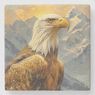 Dessous-de-verre En Pierre Montagnes d'aquarelle d'aigle chauve