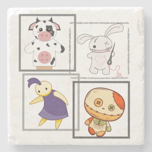 Dessous-de-verre En Pierre Montrer les marionnettes.w (Devant)