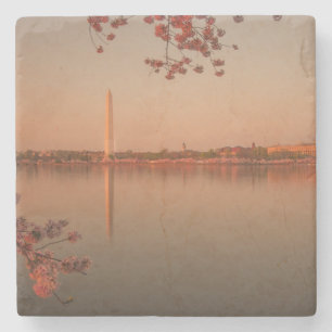 Dessous-de-verre En Pierre Monument de Washington Sakura au coucher du soleil