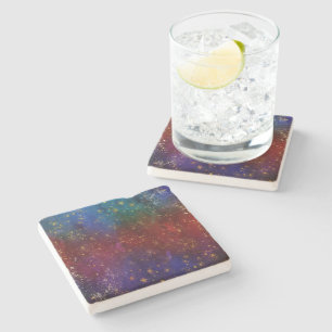 Dessous-de-verre En Pierre Moody Ombre   Psychedélique Grunge Gold Stardust