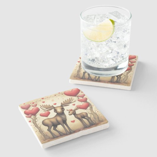 Dessous-de-verre En Pierre Moose Love 2 (Côté)