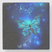 Dessous-de-verre En Pierre Morpho Butterfly in the Dark Background (Devant)