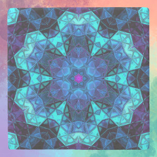 Dessous-de-verre En Pierre Mosaic Kaleidoscope Fleur bleu et violet