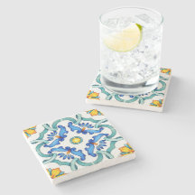Mosaïque florale bleue Majolica espagnole