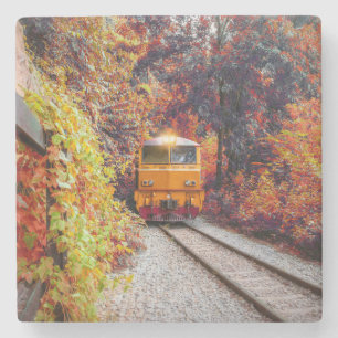 Dessous-de-verre En Pierre Moteur de train diesel classique à l'automne