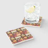 Dessous-de-verre En Pierre Motif 2 de pizza (Côté)