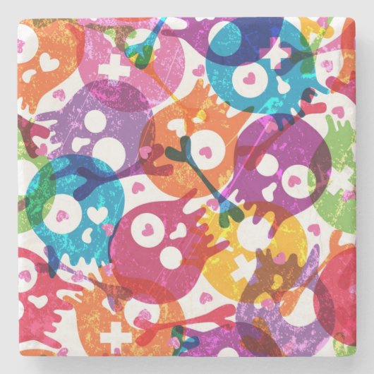 Dessous-de-verre En Pierre Motif 3 de crânes (Devant)