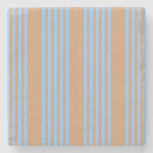 Dessous-de-verre En Pierre Motif à cinq bandes bleu et brun