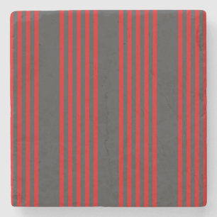 Dessous-de-verre En Pierre Motif à cinq bandes rouge et charbon de bois