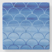 Dessous-de-verre En Pierre Motif à échelle bleue foncée à claire (Devant)