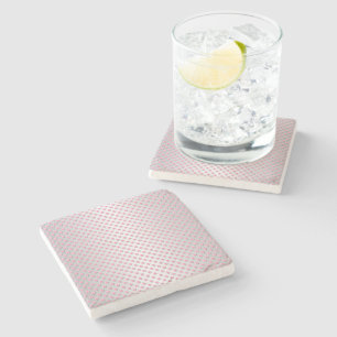 Dessous-de-verre En Pierre Motif à pois rose et blanc argenté