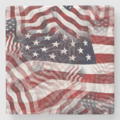 Dessous-de-verre En Pierre Motif Abstrait Américain Rouge Blanc Bleu Drapeau (Devant)