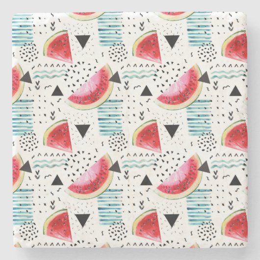 Dessous-de-verre En Pierre Motif abstrait de pastèque (Devant)